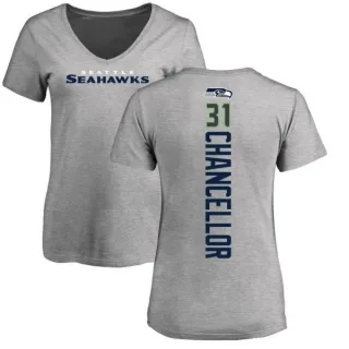 Kam Chancellor Women's Seattle Seahawks Backer V-Neck T-Shirt - Ash