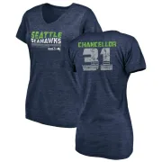 Kam Chancellor Women's Seattle Seahawks Retro Tri-Blend V-Neck T-Shirt - College Navy