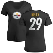 Kam Kelly Women's Pittsburgh Steelers Name & Number Logo Slim Fit T-Shirt - Black