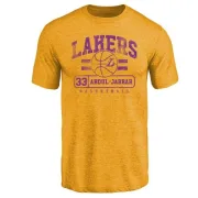 Kareem Abdul-Jabbar Los Angeles Lakers Gold Baseline Tri-Blend T-Shirt