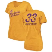 Kareem Abdul-Jabbar Women's Los Angeles Lakers Gold Sideline Tri-Blend V-Neck T-Shirt