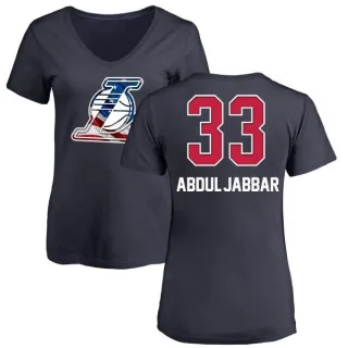 Kareem Abdul-Jabbar Women's Los Angeles Lakers Navy Name and Number Banner Wave V-Neck T-Shirt