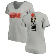 Kareem Hunt Women's Cleveland Browns Backer V-Neck T-Shirt - Ash