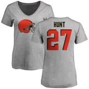 Kareem Hunt Women's Cleveland Browns Name & Number Logo Slim Fit T-Shirt - Ash