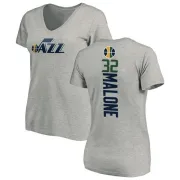 Karl Malone Women's Utah Jazz Ash Backer T-Shirt