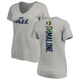 Karl Malone Women's Utah Jazz Ash Backer T-Shirt