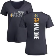 Karl Malone Women's Utah Jazz Navy Backer T-Shirt