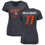 Karl Mecklenburg Women's Denver Broncos Navy Distressed Name & Number Tri-Blend V-Neck T-Shirt