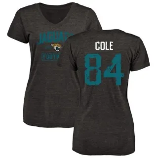 Keelan Cole Women's Jacksonville Jaguars Black Distressed Name & Number Tri-Blend V-Neck T-Shirt