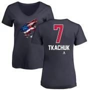 Keith Tkachuk Women's Arizona Coyotes Name and Number Banner Wave V-Neck T-Shirt - Navy