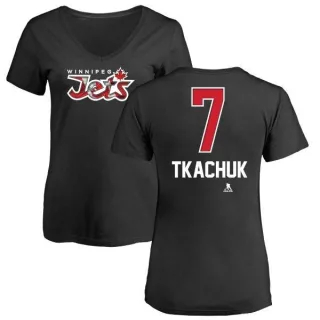 Keith Tkachuk Women's Winnipeg Jets Name and Number Banner Wave V-Neck T-Shirt - Black