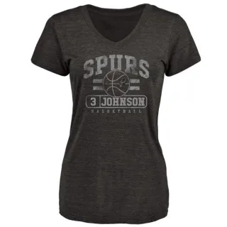 Keldon Johnson Women's San Antonio Spurs Black Baseline Tri-Blend T-Shirt