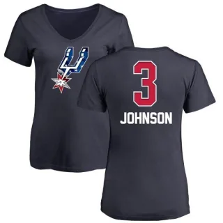 Keldon Johnson Women's San Antonio Spurs Navy Name and Number Banner Wave V-Neck T-Shirt