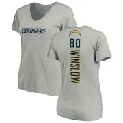 Kellen Winslow Women's Los Angeles Chargers Name & Number Slim Fit V-Neck T-Shirt - Heather Gray