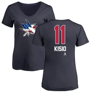 Kelly Kisio Women's San Jose Sharks Name and Number Banner Wave V-Neck T-Shirt - Navy