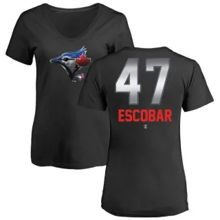 Kelvim Escobar Women's Toronto Blue Jays Midnight Mascot V-Neck T-Shirt - Black