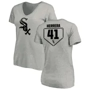 Kelvin Herrera Women's Chicago White Sox RBI Slim Fit V-Neck T-Shirt - Heathered Gray