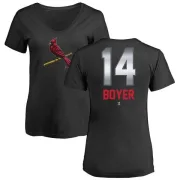 Ken Boyer Women's St. Louis Cardinals Midnight Mascot V-Neck T-Shirt - Black