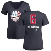 Ken Morrow Women's New York Islanders Name and Number Banner Wave V-Neck T-Shirt - Navy