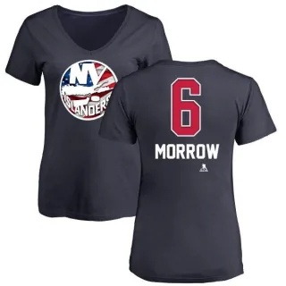 Ken Morrow Women's New York Islanders Name and Number Banner Wave V-Neck T-Shirt - Navy