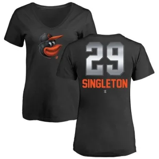 Ken Singleton Women's Baltimore Orioles Midnight Mascot V-Neck T-Shirt - Black