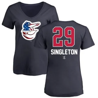 Ken Singleton Women's Baltimore Orioles Name and Number Banner Wave V-Neck T-Shirt - Navy