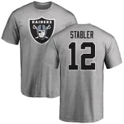 Ken Stabler Oakland Raiders Name & Number Logo T-Shirt - Ash