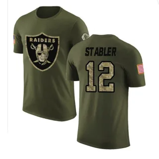 Ken Stabler Oakland Raiders Olive Salute to Service Legend T-Shirt