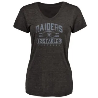 Ken Stabler Women's Oakland Raiders Flanker Tri-Blend T-Shirt - Black