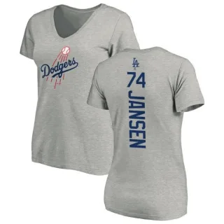 Kenley Jansen Women's Los Angeles Dodgers Backer Slim Fit T-Shirt - Ash