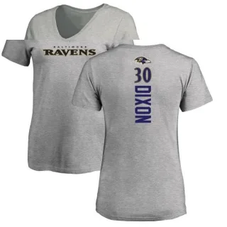 Kenneth Dixon Women's Baltimore Ravens Backer V-Neck T-Shirt - Ash