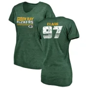 Kenny Clark Women's Green Bay Packers Retro Tri-Blend V-Neck T-Shirt - Green