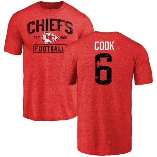 Kenny Cook Kansas City Chiefs Red Distressed Name & Number Tri-Blend T-Shirt