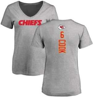 Kenny Cook Women's Kansas City Chiefs Backer V-Neck T-Shirt - Ash