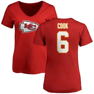 Kenny Cook Women's Kansas City Chiefs Name & Number Logo Slim Fit T-Shirt - Red