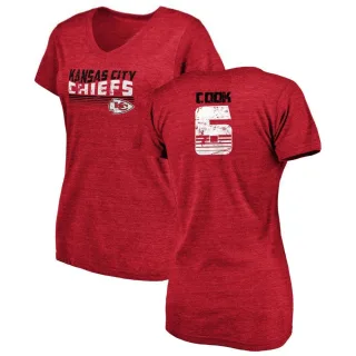 Kenny Cook Women's Kansas City Chiefs Retro Tri-Blend V-Neck T-Shirt - Red