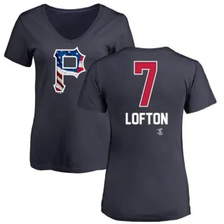 Kenny Lofton Women's Pittsburgh Pirates Name and Number Banner Wave V-Neck T-Shirt - Navy