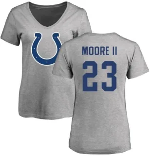 Kenny Moore II Women's Indianapolis Colts Name & Number Logo Slim Fit T-Shirt - Ash