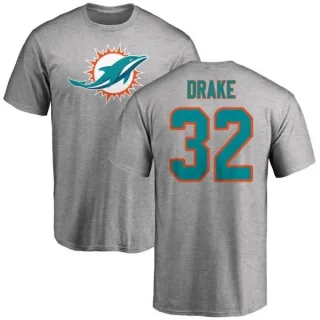 Kenyan Drake Miami Dolphins Name & Number Logo T-Shirt - Ash