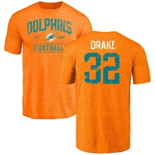 Kenyan Drake Miami Dolphins Orange Distressed Name & Number Tri-Blend T-Shirt