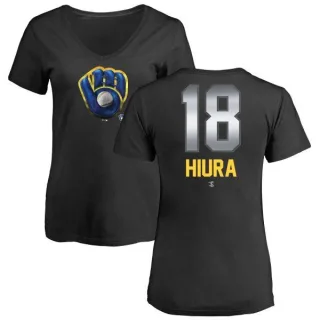 Keston Hiura Women's Milwaukee Brewers Midnight Mascot V-Neck T-Shirt - Black