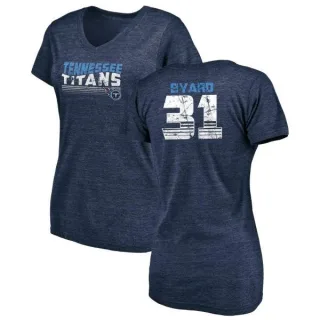 Kevin Byard Women's Tennessee Titans Retro Tri-Blend V-Neck T-Shirt - Navy