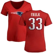 Kevin Faulk Women's New England Patriots Name & Number Logo Slim Fit T-Shirt - Red