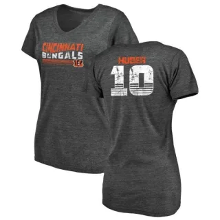 Kevin Huber Women's Cincinnati Bengals Retro Tri-Blend V-Neck T-Shirt - Black