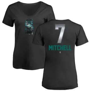 Kevin Mitchell Women's Seattle Mariners Midnight Mascot V-Neck T-Shirt - Black