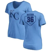 Kevin Seitzer Women's Kansas City Royals RBI Slim Fit V-Neck T-Shirt - Light Blue