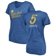 Kevon Looney Women's Golden State Warriors Royal Sideline Tri-Blend V-Neck T-Shirt