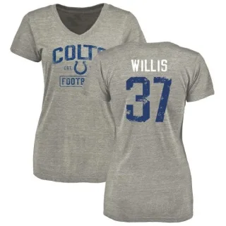 Khari Willis Women's Indianapolis Colts Heather Gray Distressed Name & Number Tri-Blend V-Neck T-Shirt