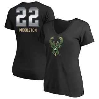 Khris Middleton Women's Milwaukee Bucks Black Midnight Mascot T-Shirt