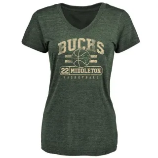 Khris Middleton Women's Milwaukee Bucks Green Baseline Tri-Blend T-Shirt